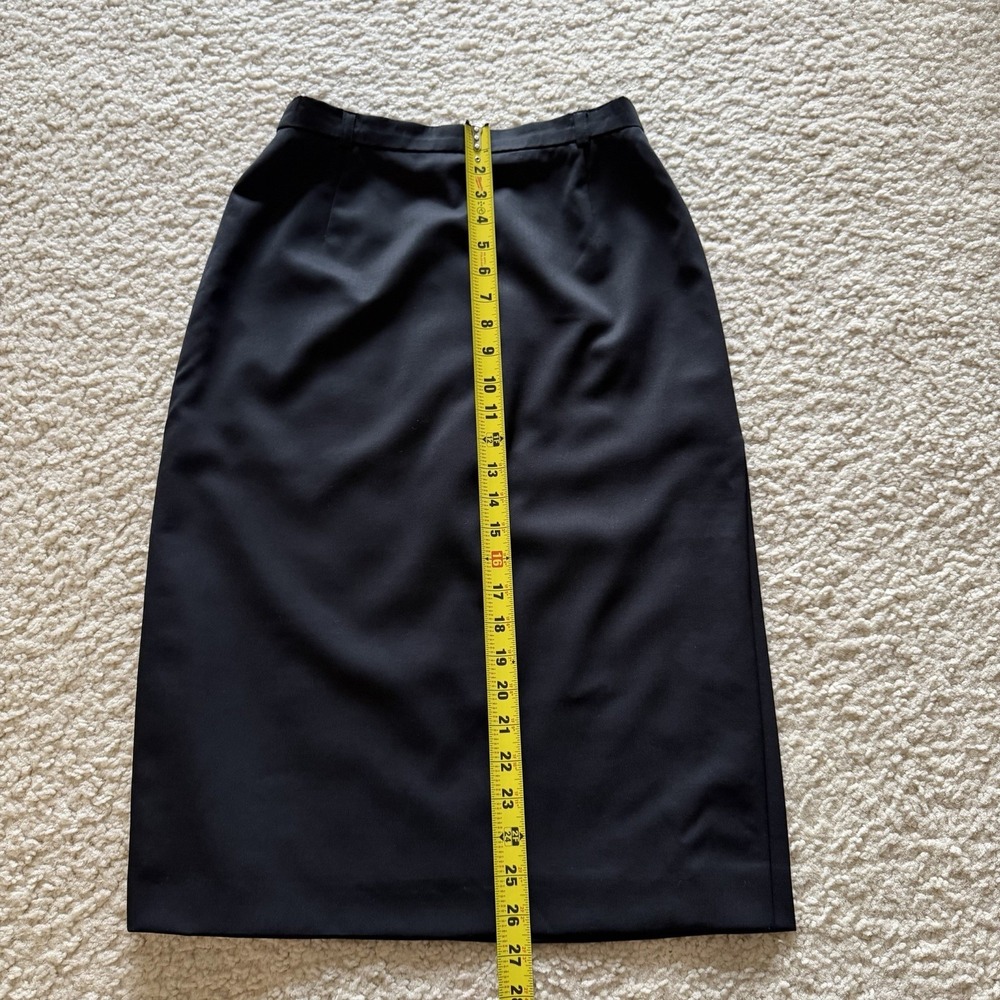Classic ESCADA Black Pure‎ Wool Midi Pencil Skirt High Rise  with slit size 36 - Picture 9 of 15